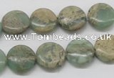 CNS10 16 inches 14mm flat round natural serpentine jasper beads