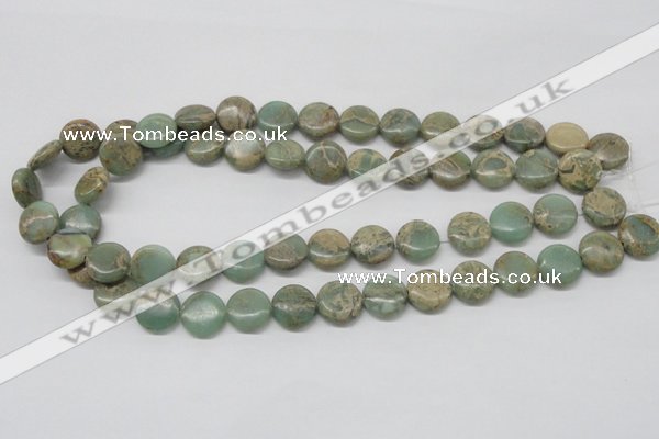 CNS10 16 inches 14mm flat round natural serpentine jasper beads