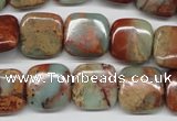 CNS104 15.5 inches 14*14mm square natural serpentine jasper beads