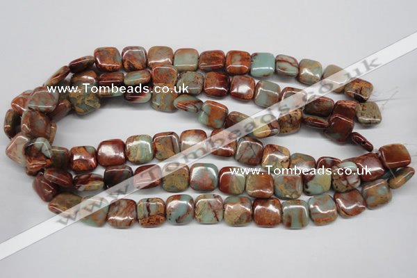 CNS104 15.5 inches 14*14mm square natural serpentine jasper beads