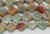 CNS118 15.5 inches 10*10mm diamond natural serpentine jasper beads