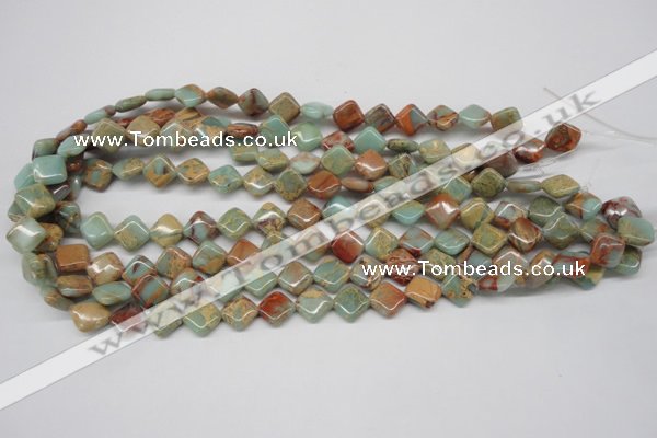 CNS118 15.5 inches 10*10mm diamond natural serpentine jasper beads