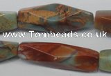 CNS134 15.5 inches 12*40mm faceted rice natural serpentine jasper beads