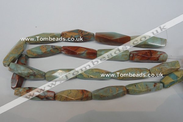 CNS134 15.5 inches 12*40mm faceted rice natural serpentine jasper beads