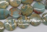 CNS161 15.5 inches 16mm flat round natural serpentine jasper beads