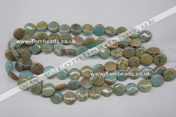 CNS161 15.5 inches 16mm flat round natural serpentine jasper beads