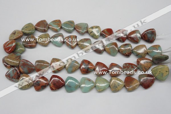 CNS184 15.5 inches 16*16mm triangle natural serpentine jasper beads