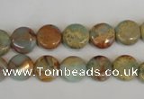 CNS189 15.5 inches 10mm flat round natural serpentine jasper beads