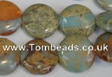 CNS190 15.5 inches 18mm flat round natural serpentine jasper beads