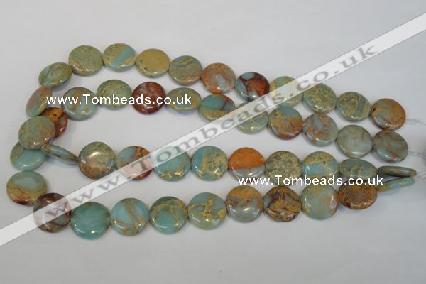 CNS190 15.5 inches 18mm flat round natural serpentine jasper beads