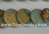 CNS192 15.5 inches 20mm flat round natural serpentine jasper beads