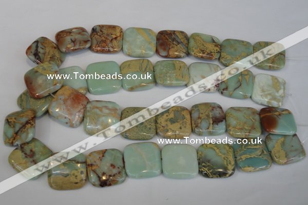 CNS195 15.5 inches 25*25mm square natural serpentine jasper beads