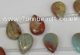 CNS199 Top-drilled 10*14mm flat teardrop natural serpentine jasper beads