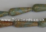 CNS201 15.5 inches 10*30mm teardrop natural serpentine jasper beads