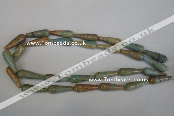 CNS201 15.5 inches 10*30mm teardrop natural serpentine jasper beads