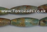 CNS204 15.5 inches 10*30mm rice natural serpentine jasper beads