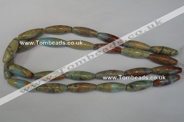 CNS204 15.5 inches 10*30mm rice natural serpentine jasper beads