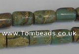 CNS205 15.5 inches 10*14mm drum natural serpentine jasper beads