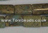 CNS215 15.5 inches 8*12mm flat tube natural serpentine jasper beads