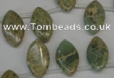 CNS218 Top-drilled 10*18mm marquise natural serpentine jasper beads