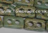 CNS226 15.5 inches 15*25mm carved rectangle natural serpentine jasper beads