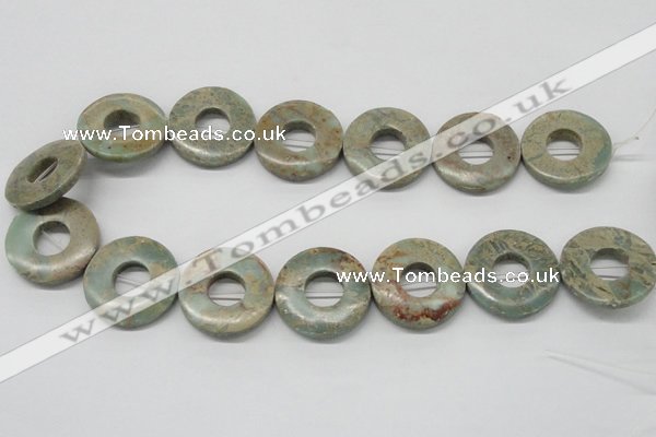 CNS23 16 inches 30mm flat round natural serpentine jasper beads