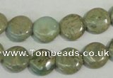 CNS230 15.5 inches 12mm flat round natural serpentine jasper beads