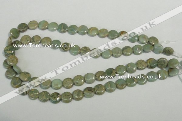 CNS230 15.5 inches 12mm flat round natural serpentine jasper beads