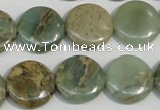 CNS231 15.5 inches 16mm flat round natural serpentine jasper beads