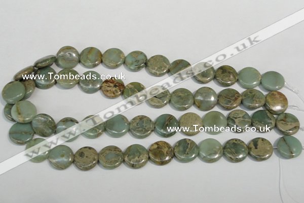 CNS231 15.5 inches 16mm flat round natural serpentine jasper beads