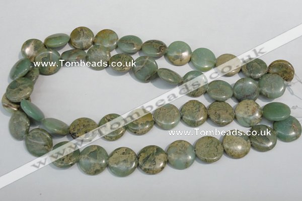 CNS232 15.5 inches 18mm flat round natural serpentine jasper beads