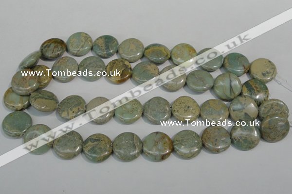 CNS233 15.5 inches 20mm flat round natural serpentine jasper beads