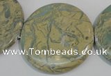 CNS238 15.5 inches 50mm flat round natural serpentine jasper beads