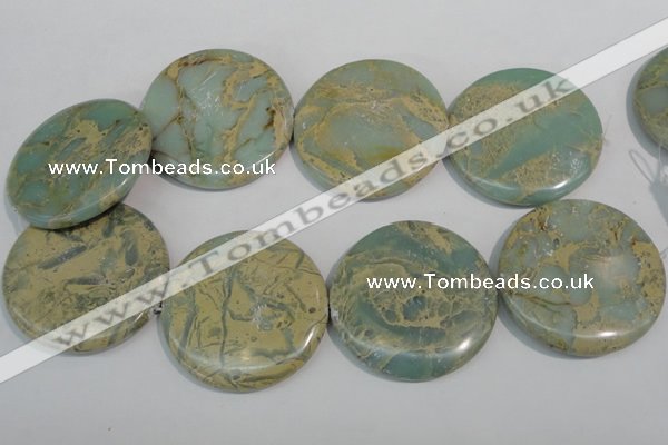 CNS238 15.5 inches 50mm flat round natural serpentine jasper beads