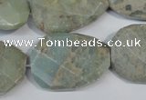 CNS262 20*30mm twisted & faceted rectangle natural serpentine jasper beads