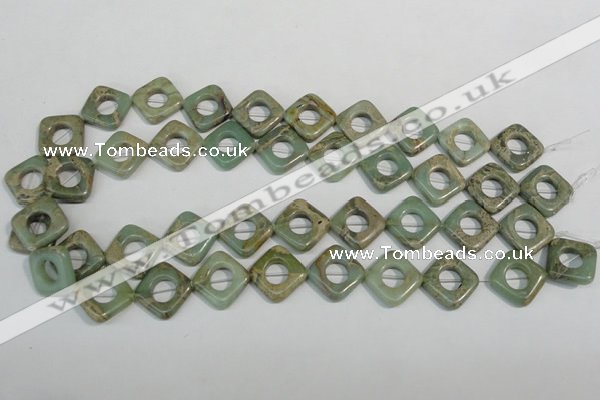 CNS267 15.5 inches 16*16mm diamond donut natural serpentine jasper beads