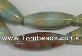 CNS278 15.5 inches 10*30mm rice natural serpentine jasper beads