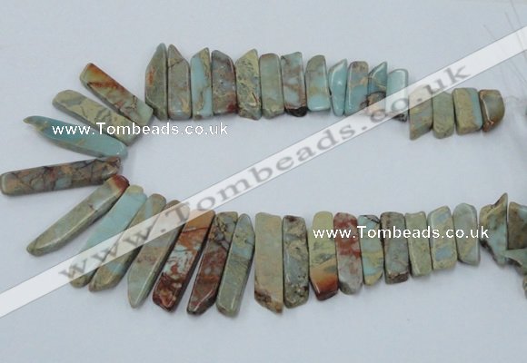 CNS300 Top drilled 10*25mm - 12*50mm sticks serpentine jasper beads