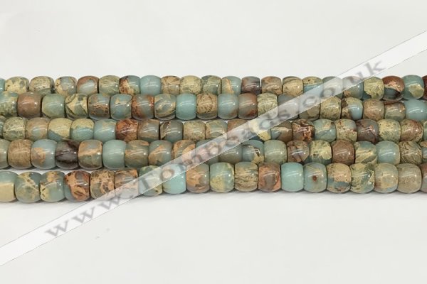 CNS306 15.5 inches 6*8mm rondelle serpentine jasper beads