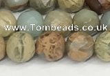 CNS342 15.5 inches 8mm faceted round serpentine jasper beads