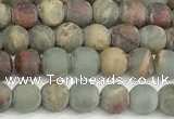 CNS344 15.5 inches 4mm round matte serpentine jasper beads