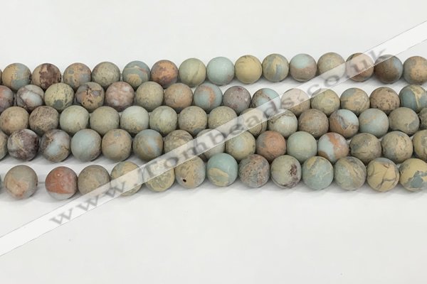 CNS348 15.5 inches 10mm round matte serpentine jasper beads