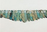 CNS357 Top drilled 8*15mm - 10*60mm sticks serpentine jasper beads