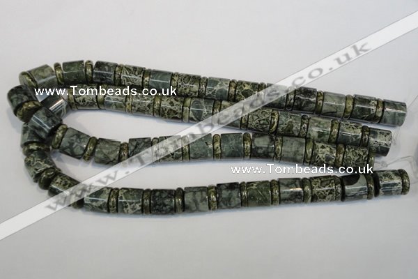 CNS418 15.5 inches 4*14mm rondelle & 12*14mm tube serpentine jasper beads