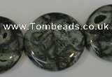 CNS425 15.5 inches 30mm flat round natural serpentine jasper beads