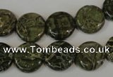 CNS520 15.5 inches 14mm flat round natural serpentine jasper beads