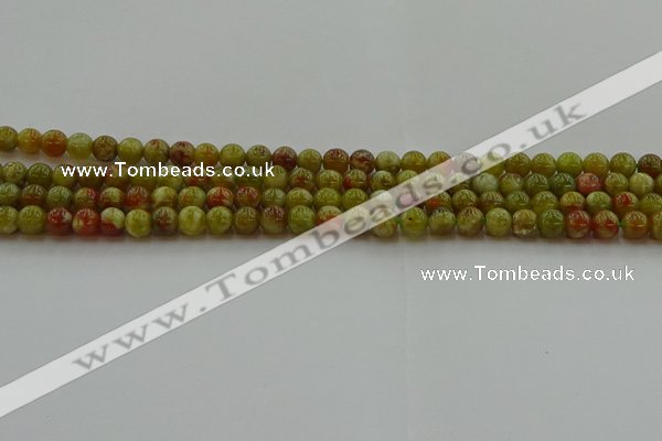 CNS601 15.5 inches 6mm round green dragon serpentine jasper beads