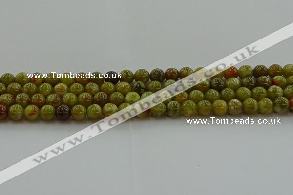 CNS602 15.5 inches 8mm round green dragon serpentine jasper beads