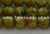 CNS603 15.5 inches 10mm round green dragon serpentine jasper beads