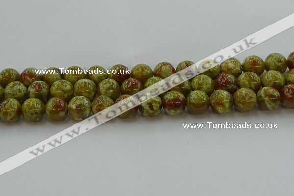 CNS605 15.5 inches 14mm round green dragon serpentine jasper beads